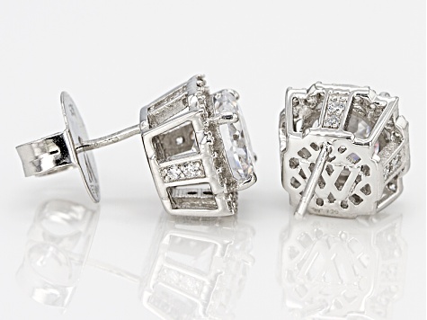 White Cubic Zirconia Rhodium Over Sterling Silver Earrings 7.42ctw