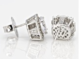 White Cubic Zirconia Rhodium Over Sterling Silver Earrings 7.42ctw