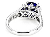 Blue And White Cubic Zirconia Rhodium Over Silver Ring 7.58ctw