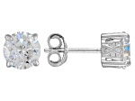Cubic Zirconia Rhodium Over Sterling Silver Stud Earrings 3.50ctw