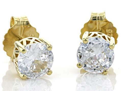 White Cubic Zirconia 18k Yellow Gold Over Silver Earrings 3.50ctw