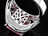 Pink And White Cubic Zirconia Rhodium Over Sterling Silver Ring 17.04ctw