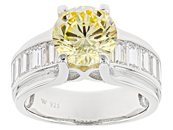 Picture of Yellow And White Cubic Zirconia  Rhodium Over Sterling Silver Ring 7.25ctw