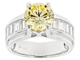 Yellow And White Cubic Zirconia Rhodium Over Sterling Silver Ring 7 ...