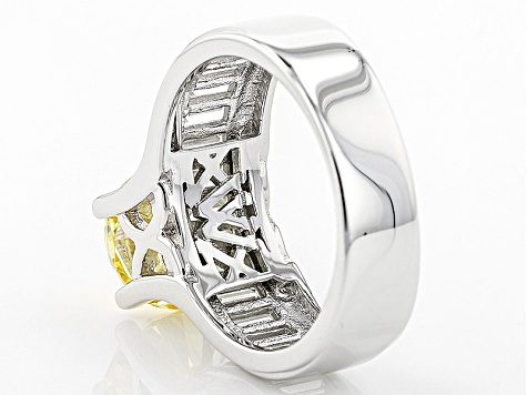 Yellow And White Cubic Zirconia  Rhodium Over Sterling Silver Ring 7.25ctw