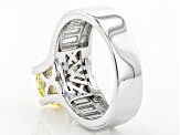 Yellow And White Cubic Zirconia  Rhodium Over Sterling Silver Ring 7.25ctw