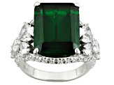 Green And White Cubic Zirconia Rhodium Over Sterling Silver Ring 22.90ctw