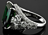 Green And White Cubic Zirconia Rhodium Over Sterling Silver Ring 22.90ctw