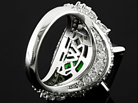 Green And White Cubic Zirconia Rhodium Over Sterling Silver Ring 22.90ctw