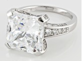 White Cubic Zirconia Scintillant Cut Rhodium Over Sterling Silver Ring 14.33ctw