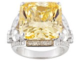 Yellow And White Cubic Zirconia Rhodium Over Sterling Silver Ring 22.60ctw