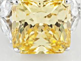 Yellow And White Cubic Zirconia Rhodium Over Sterling Silver Ring 22.60ctw
