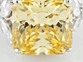 Yellow And White Cubic Zirconia Rhodium Over Sterling Silver Ring 22.60ctw