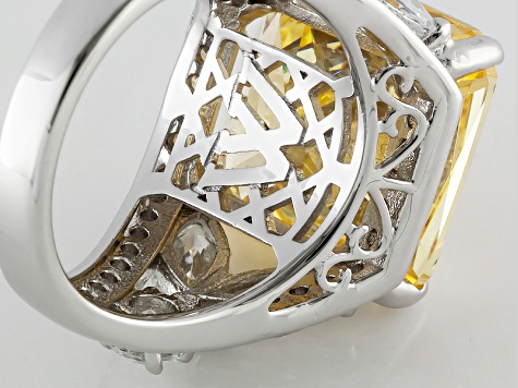 Yellow And White Cubic Zirconia Rhodium Over Sterling Silver Ring 22.60ctw