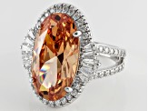 Brown And White Cubic Zirconia Sterling Silver Ring 14.30ctw