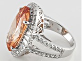 Brown And White Cubic Zirconia Sterling Silver Ring 14.30ctw