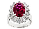 Lab Created Ruby And White Cubic Zirconia Sterling Silver Ring 8.89ctw