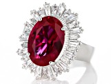 Lab Created Ruby And White Cubic Zirconia Sterling Silver Ring 8.89ctw
