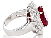 Lab Created Ruby And White Cubic Zirconia Sterling Silver Ring 8.89ctw