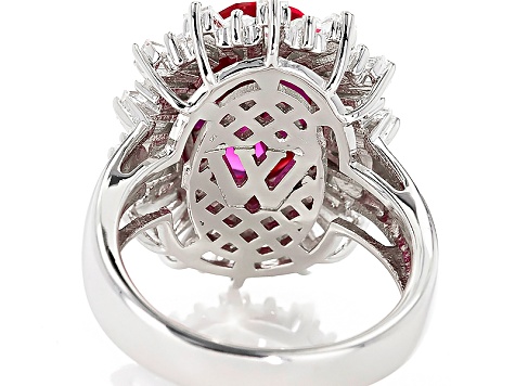 Lab Created Ruby And White Cubic Zirconia Sterling Silver Ring 8.89ctw