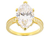 Scintillant Cut White Cubic Zirconia 18K Yellow Gold Over Sterling Silver Ring 8.80ctw