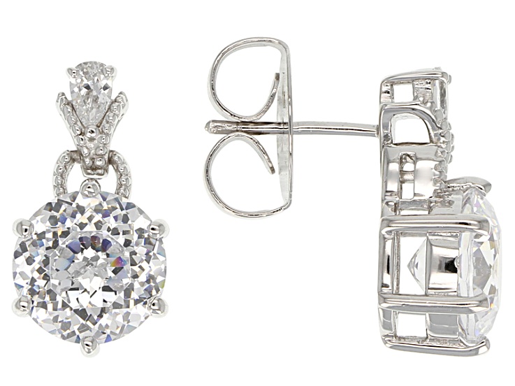 Cubic Zirconia Rhodium Over Sterling Silver Earrings 10.16ctw