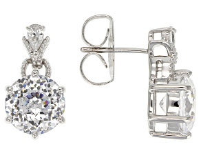 Cubic Zirconia Rhodium Over Sterling Silver Earrings 10.16ctw