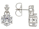 Cubic Zirconia Rhodium Over Sterling Silver Earrings 10.16ctw