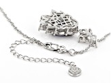Blue And White Cubic Zirconia Rhodium Over Sterling Silver Pendant With Chain 9.06ctw