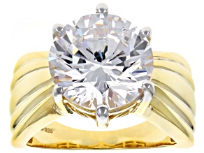 White Cubic Zirconia 18k Yellow Gold Over Silver Ring 11.93ctw