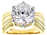 White Cubic Zirconia 18k Yellow Gold Over Silver Ring 11.93ctw