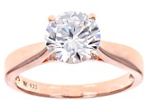 White Cubic Zirconia 18k Rose Gold Over Sterling Silver Ring 3.46ctw