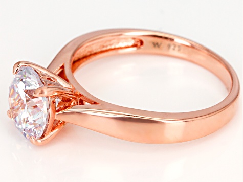White Cubic Zirconia 18k Rose Gold Over Sterling Silver Ring 3.46ctw