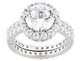 Cubic Zirconia Rhodium Over Silver Ring With Band 8.93ctw (4.85ctw DEW)