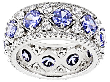 Picture of Blue And White Cubic Zirconia Rhodium Over Silver Ring 11.27ctw