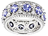 Blue And White Cubic Zirconia Rhodium Over Silver Ring 11.27ctw