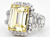 Yellow And White Cubic Zirconia Silver Ring 15.08ctw (9.95ctw DEW)