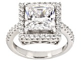 Cubic Zirconia Rhodium Over Sterling Silver Ring 6.51ctw (4.72ctw DEW)