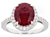 Lab Created Ruby And White Cubic Zirconia Rhodium Over Silver Ring 6.65ctw