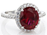 Lab Created Ruby And White Cubic Zirconia Rhodium Over Silver Ring 6.65ctw