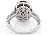 Lab Created Ruby And White Cubic Zirconia Rhodium Over Silver Ring 6.65ctw