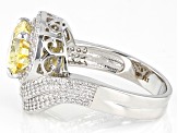 Yellow And White Cubic Zirconia Rhodium Over Sterling Silver Ring 9.37ctw (5.96ctw DEW)