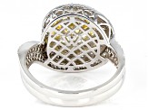 Yellow And White Cubic Zirconia Rhodium Over Sterling Silver Ring 9.37ctw (5.96ctw DEW)