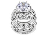 Cubic Zirconia Rhodium Over Sterling Silver Ring 12.36ctw (9.06ctw DEW)