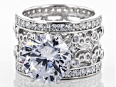 Cubic Zirconia Rhodium Over Sterling Silver Ring 12.36ctw (9.06ctw DEW)