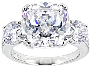White Cubic Zirconia Scintillant Cut Rhodium Over Sterling Silver Ring 14.87ctw (8.63ctw DEW)