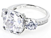 White Cubic Zirconia Scintillant Cut Rhodium Over Sterling Silver Ring 14.87ctw (8.63ctw DEW)