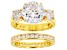 White Cubic Zirconia Scintillant Cut 18k Yellow Gold Over Sterling Silver Ring 9.70ctw