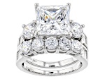 White Cubic Zirconia Rhodium Over Sterling Silver Ring With