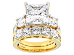 White Cubic Zirconia 18k Yellow Gold Over Silver Ring With Band 14.72ctw